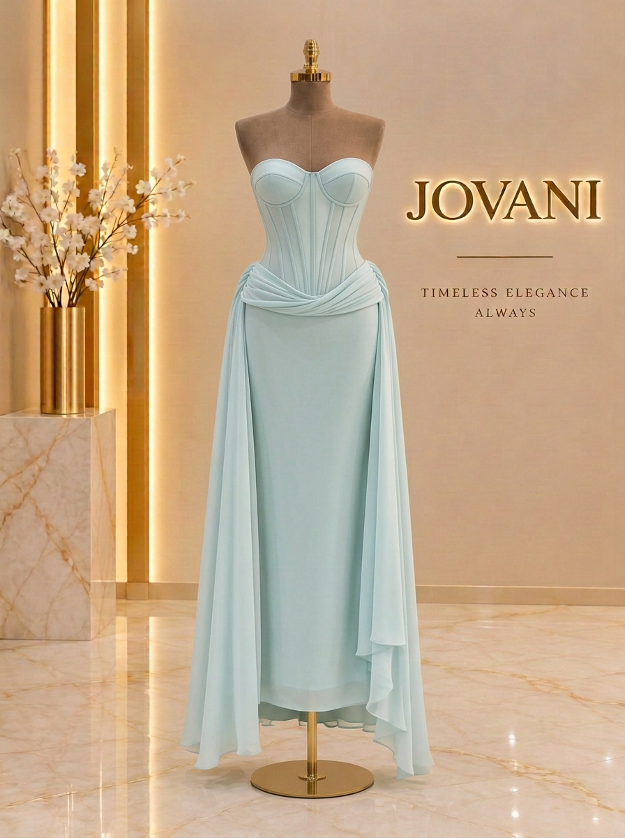 Ice Blue Corset Drape Gown