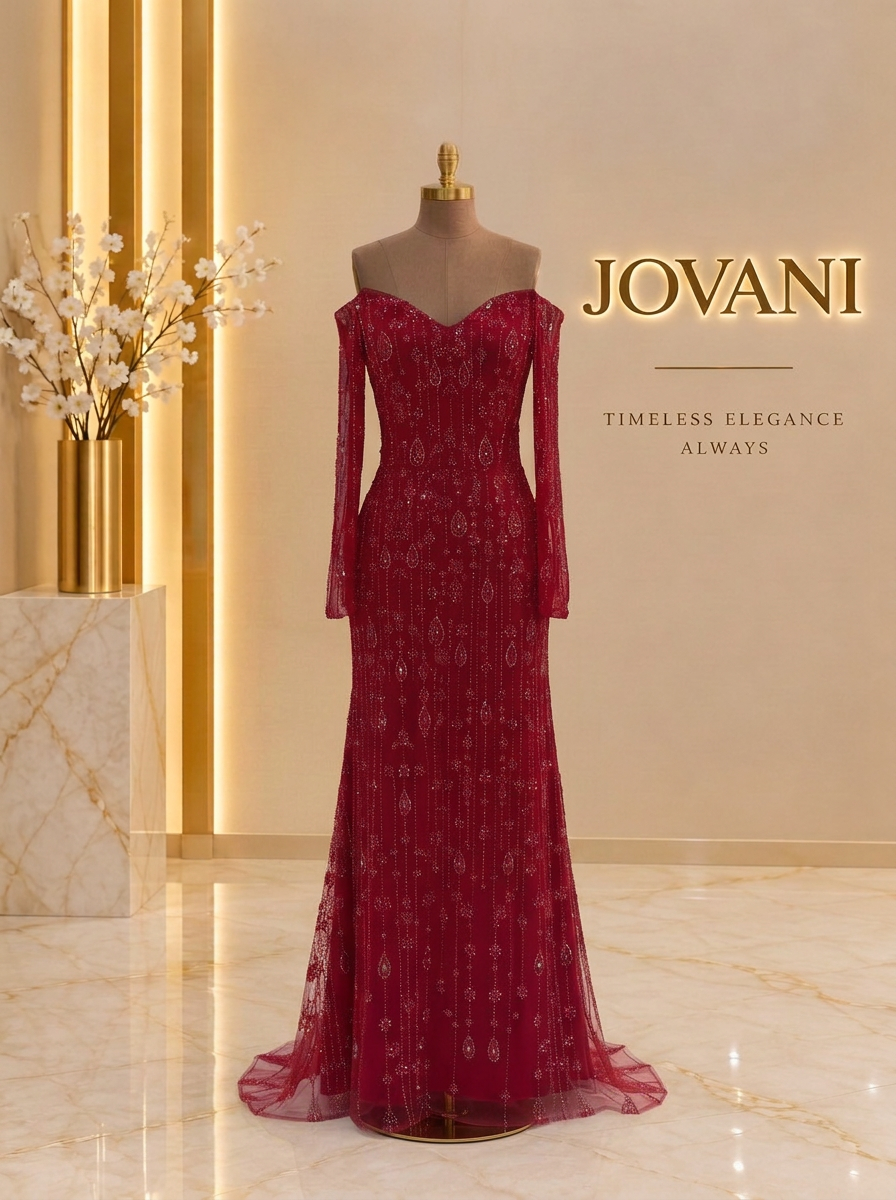 Crimson Beaded Gown