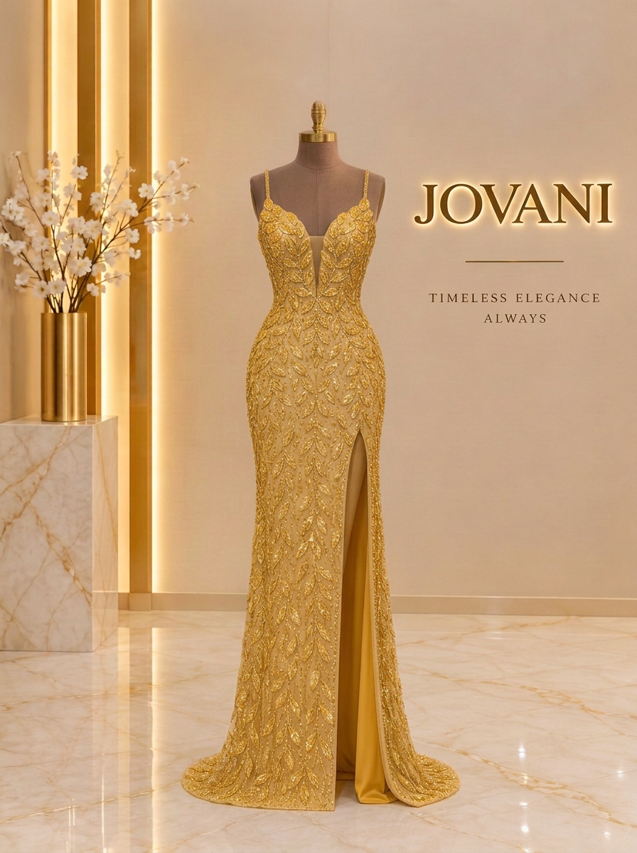 Golden Leaf Beaded Gown