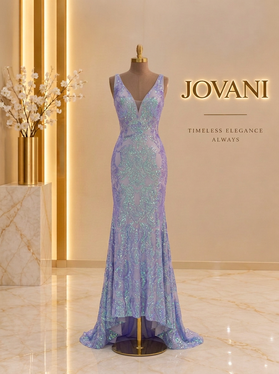 Lavender Iridescent Sequin Gown